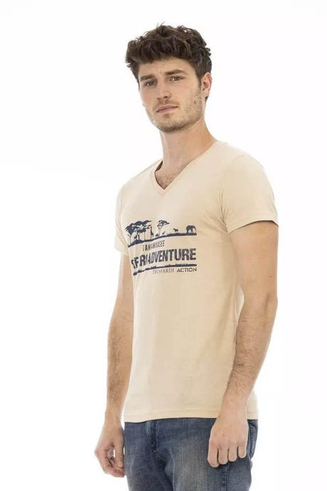Trussardi Action Beige Cotton Men T-Shirt - Hilstor