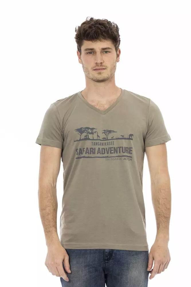 Trussardi Action Brown Cotton Men T-Shirt - Hilstor