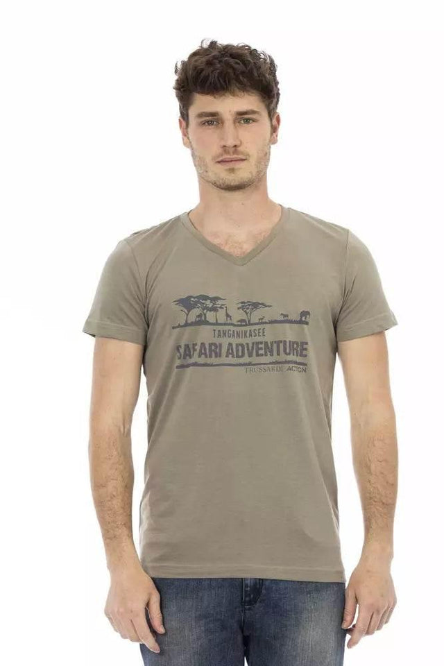 Trussardi Action Brown Cotton Men T-Shirt - Hilstor
