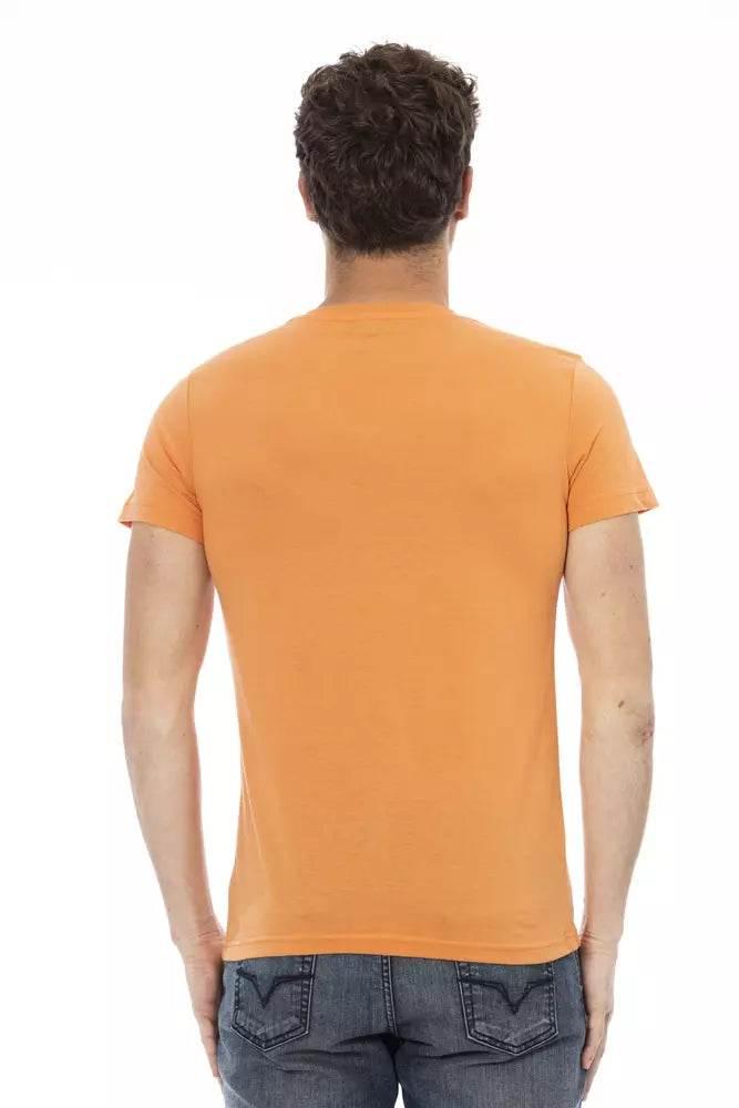 Trussardi Action Orange Cotton Men's V-Neck T-Shirt - Hilstor