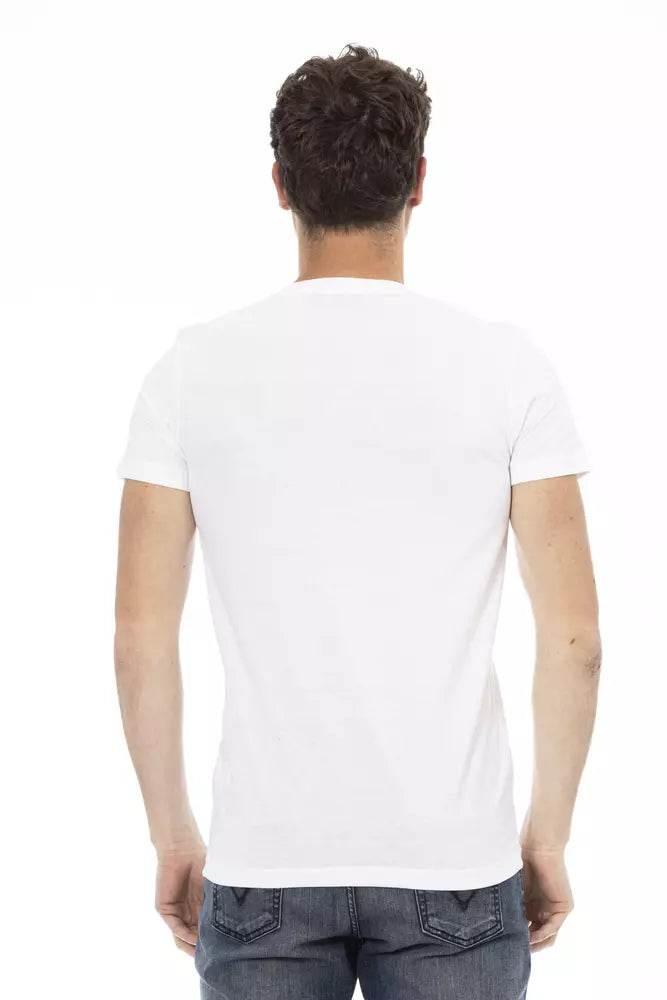 Trussardi Action White Cotton Men's V-Neck T-Shirt - Hilstor