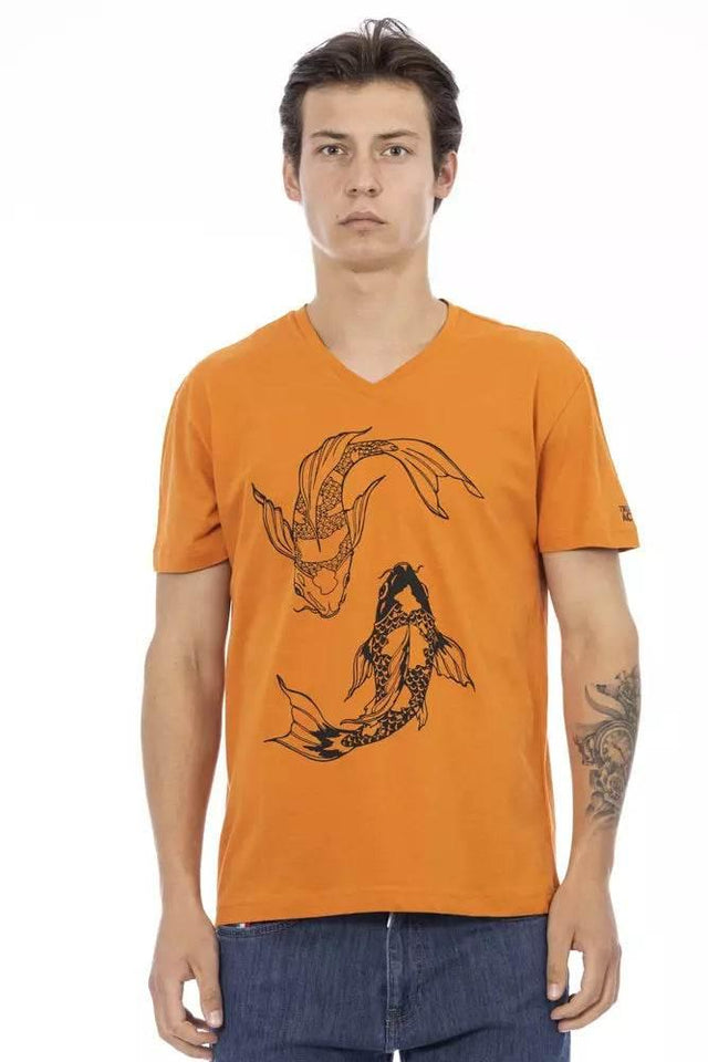 Trussardi Action Orange Cotton Men T-Shirt - Hilstor
