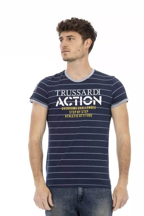 Trussardi Action Blue Cotton Men T-Shirt - Hilstor