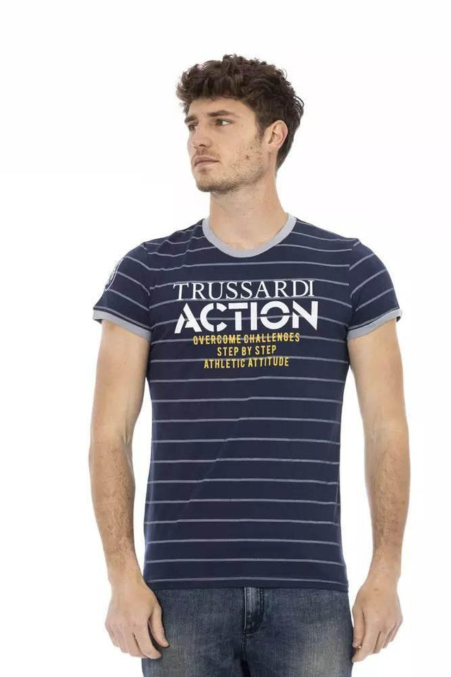 Trussardi Action Blue Cotton Men T-Shirt - Hilstor