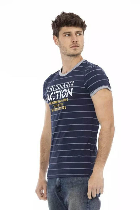 Trussardi Action Blue Cotton Men T-Shirt - Hilstor