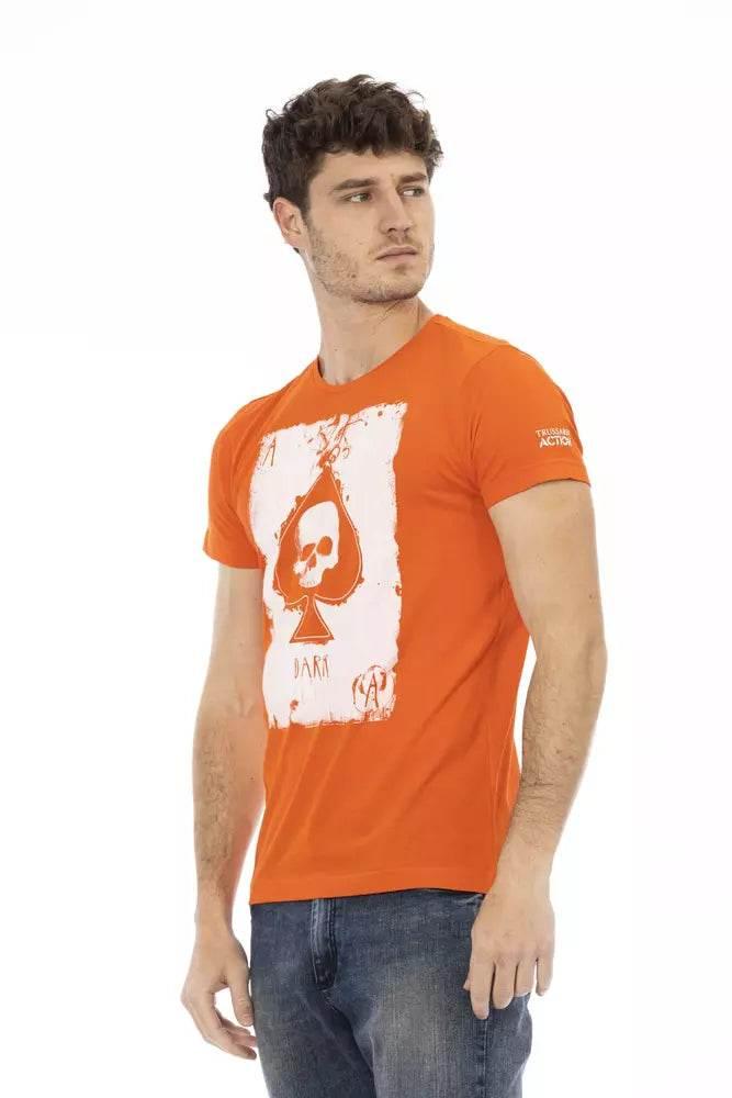 Trussardi Action Orange Cotton Men T-Shirt - Hilstor
