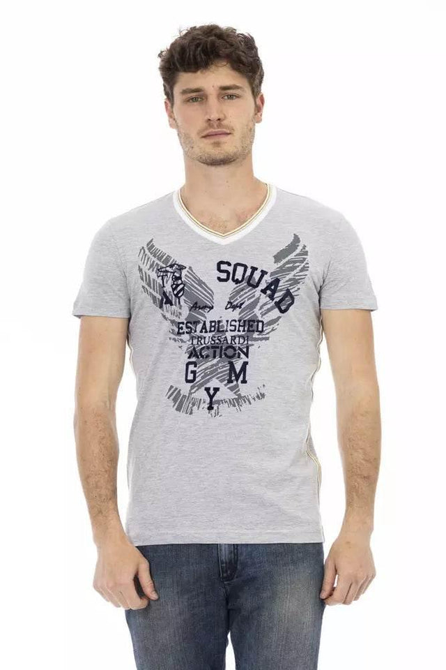 Trussardi Action Gray Cotton Men T-Shirt - Hilstor