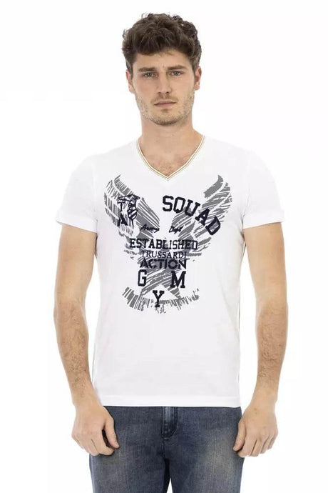 Trussardi Action White Cotton Men T-Shirt - Hilstor