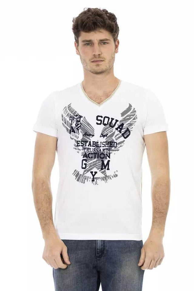 Trussardi Action White Cotton Men T-Shirt - Hilstor