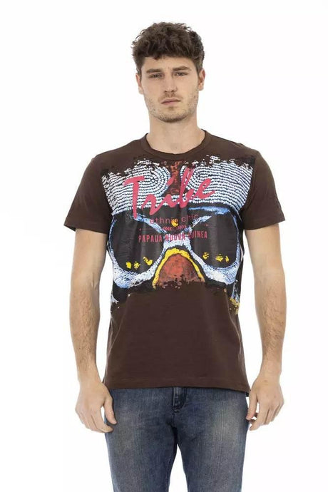 Trussardi Action Brown Cotton Men T-Shirt - Hilstor