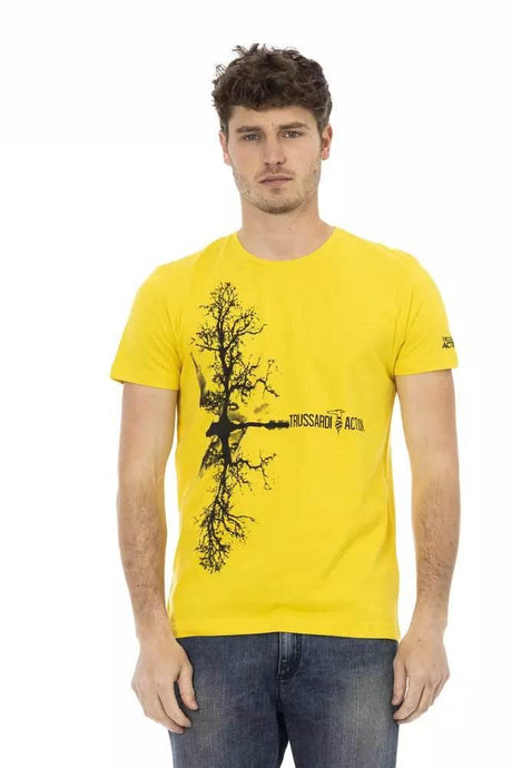 Trussardi Action Yellow Cotton Men T-Shirt - Hilstor