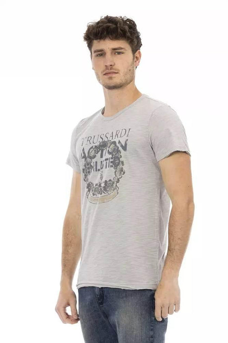 Trussardi Action Gray Cotton Men T-Shirt - Hilstor
