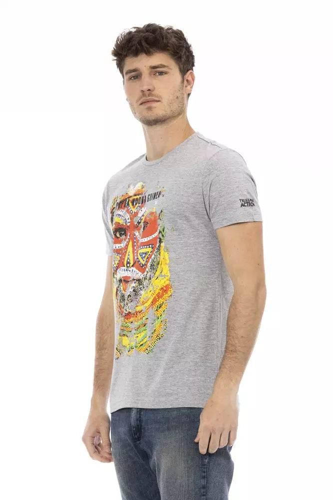 Trussardi Action Gray Cotton Men T-Shirt - Hilstor