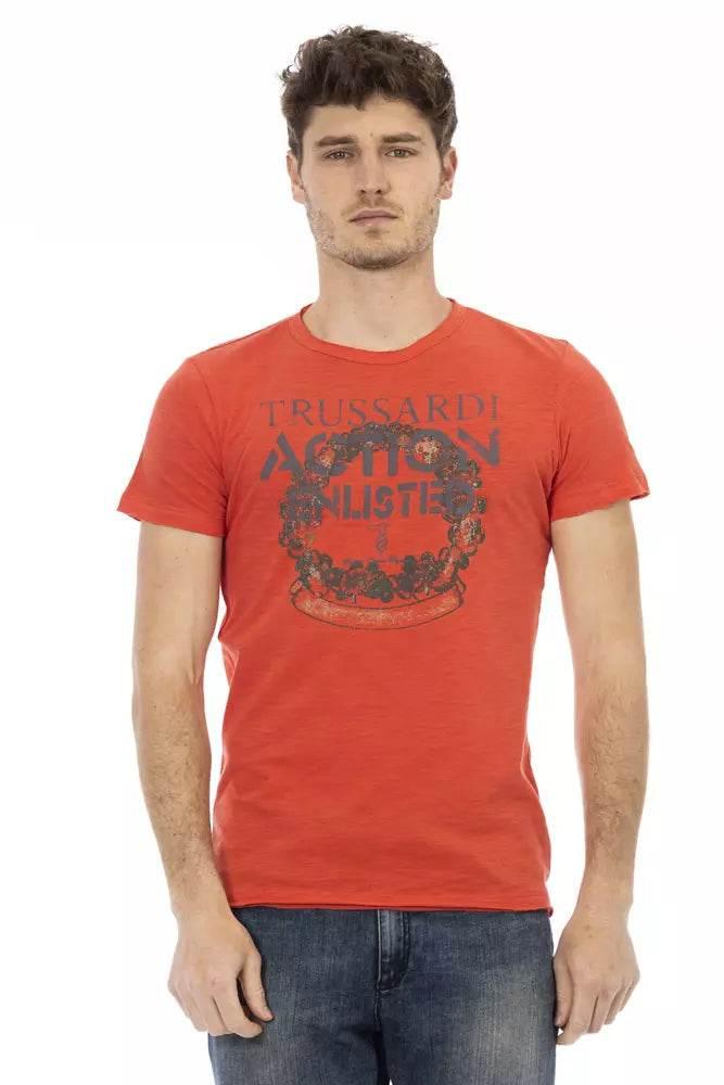 Trussardi Action Red Cotton Men T-Shirt - Hilstor