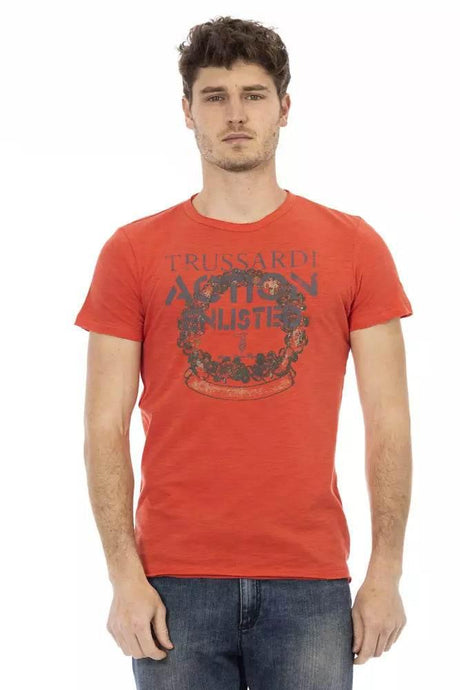 Trussardi Action Red Cotton Men T-Shirt - Hilstor