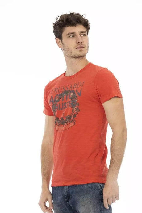 Trussardi Action Red Cotton Men T-Shirt - Hilstor