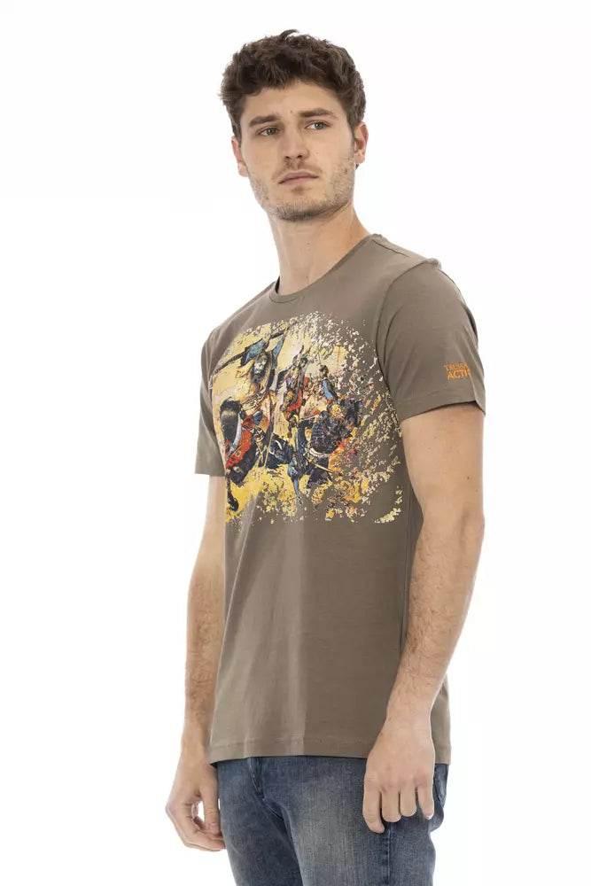 Trussardi Action Brown Cotton Men's T-Shirt - Hilstor