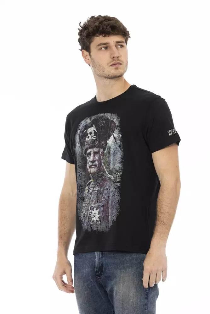 Trussardi Action Black Cotton Men T-Shirt - Hilstor