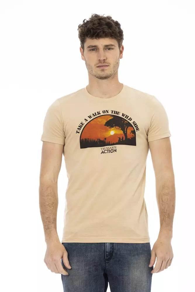 Trussardi Action Beige Cotton Men T-Shirt - Hilstor