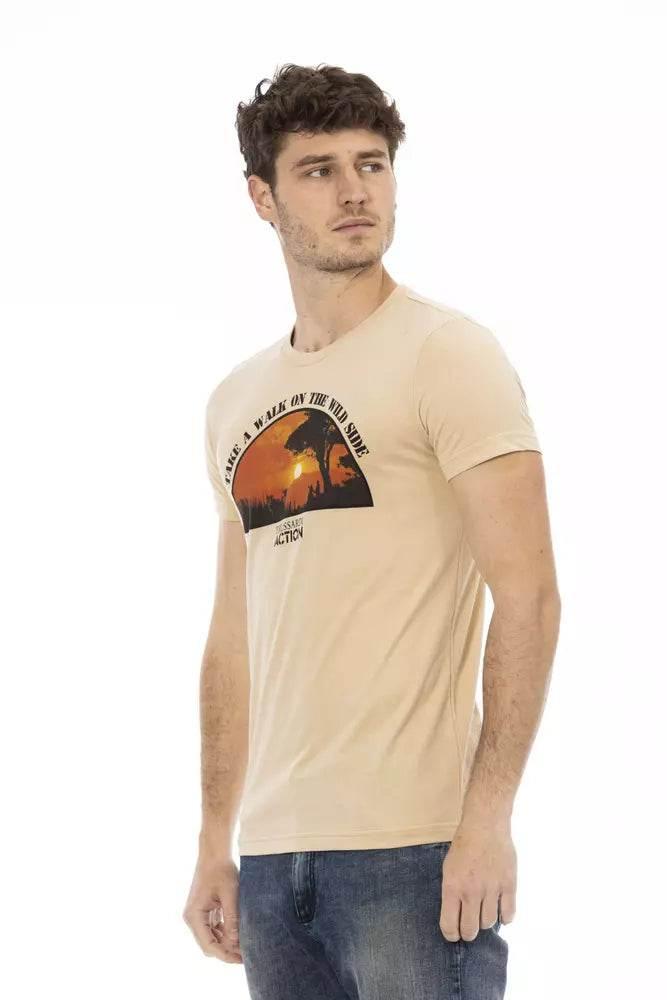 Trussardi Action Beige Cotton Men T-Shirt - Hilstor