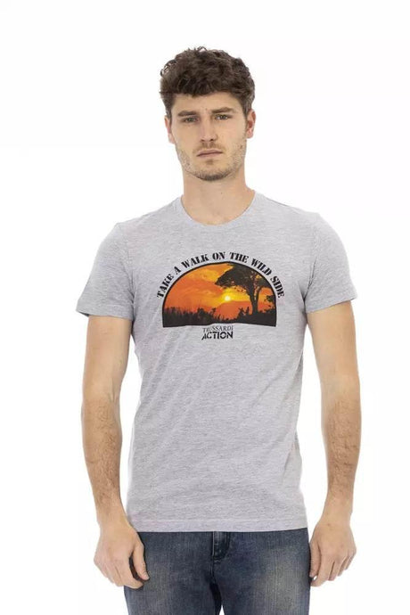 Trussardi Action Gray Cotton Men T-Shirt - Hilstor