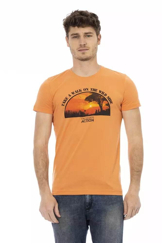 Trussardi Action Orange Cotton Men T-Shirt - Hilstor