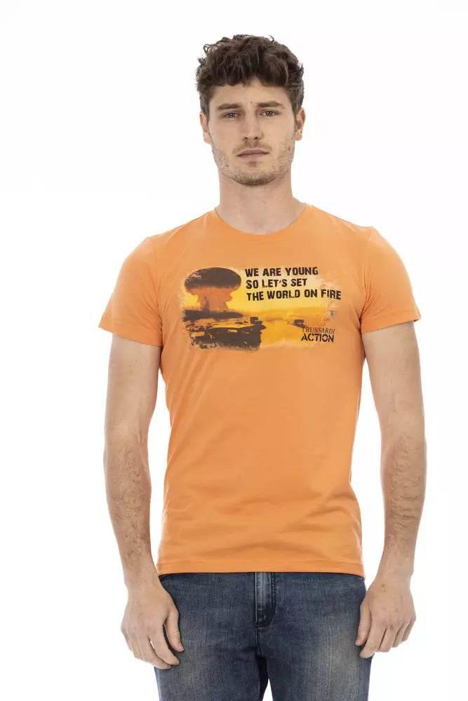 Trussardi Action Orange Cotton Men T-Shirt - Hilstor