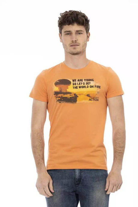 Trussardi Action Orange Cotton Men T-Shirt - Hilstor