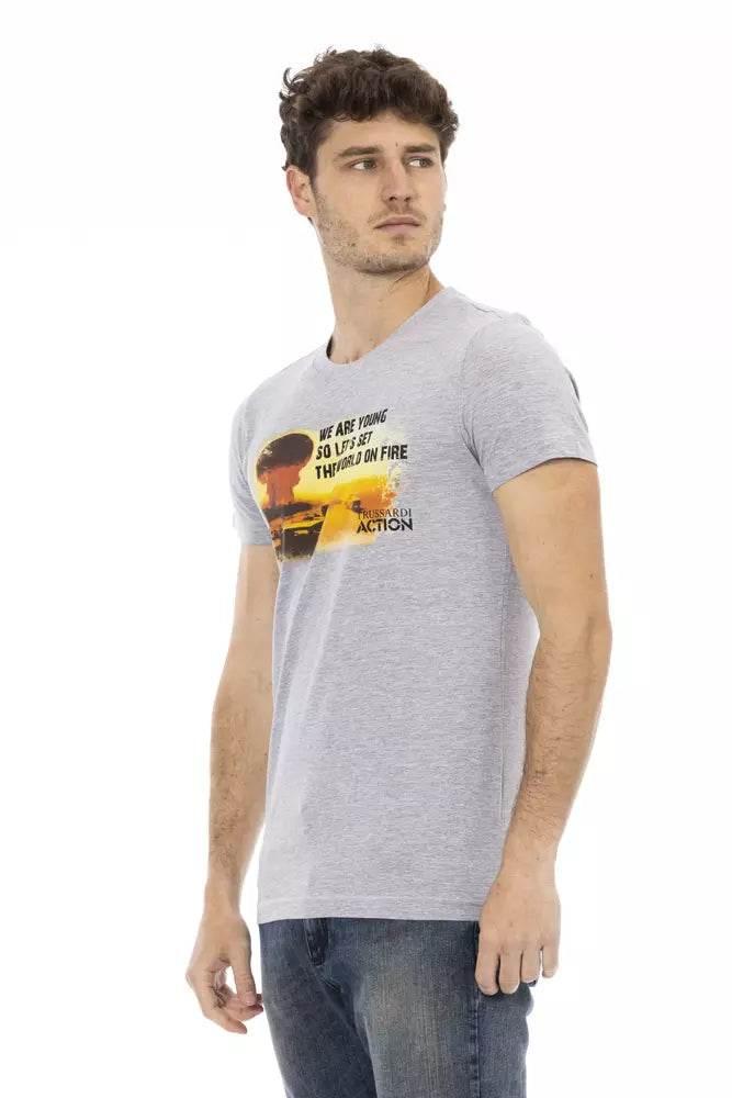 Trussardi Action Gray Cotton Men T-Shirt - Hilstor