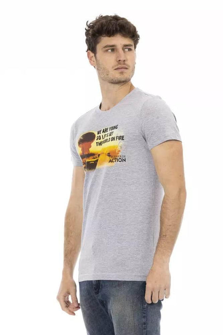 Trussardi Action Gray Cotton Men T-Shirt - Hilstor