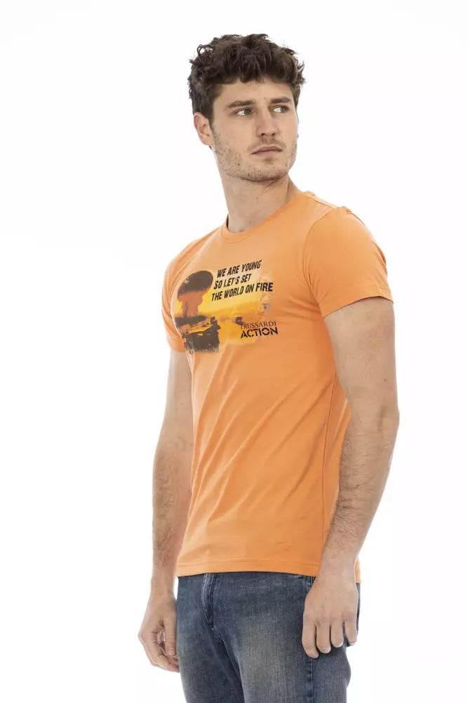 Trussardi Action Orange Cotton Men T-Shirt - Hilstor