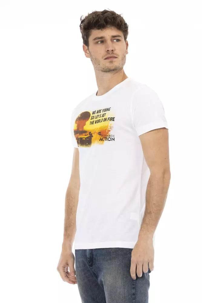Trussardi Action White Cotton Men T-Shirt - Hilstor