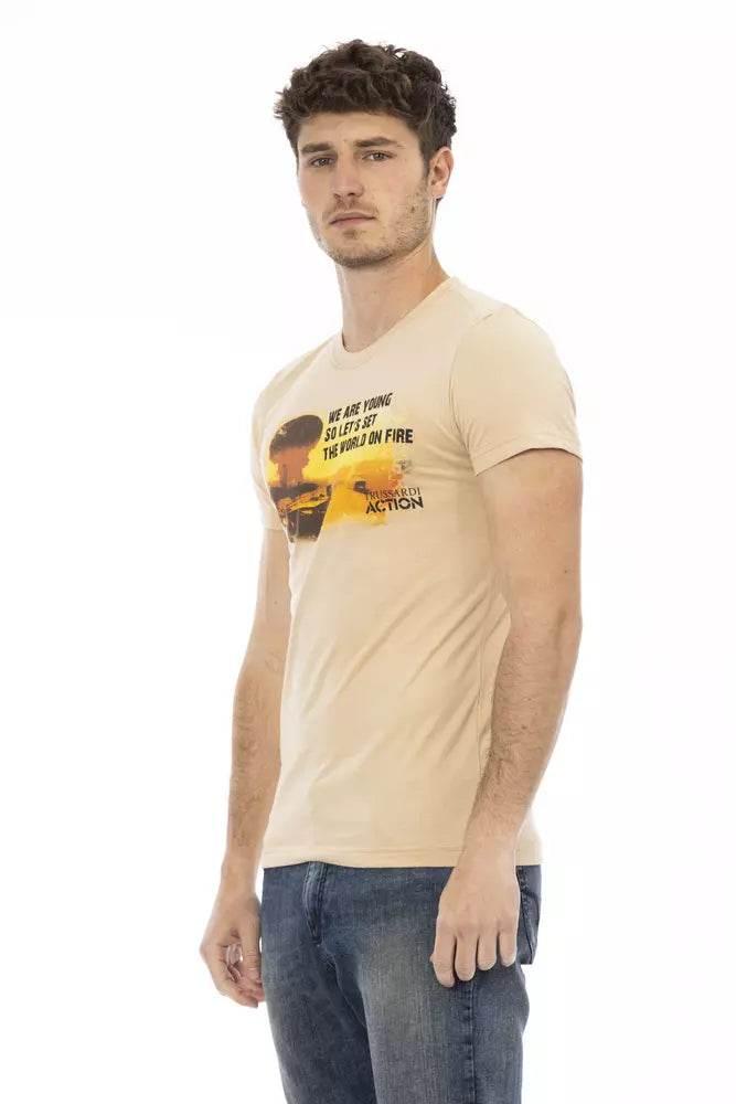 Trussardi Action Beige Cotton Men T-Shirt - Hilstor