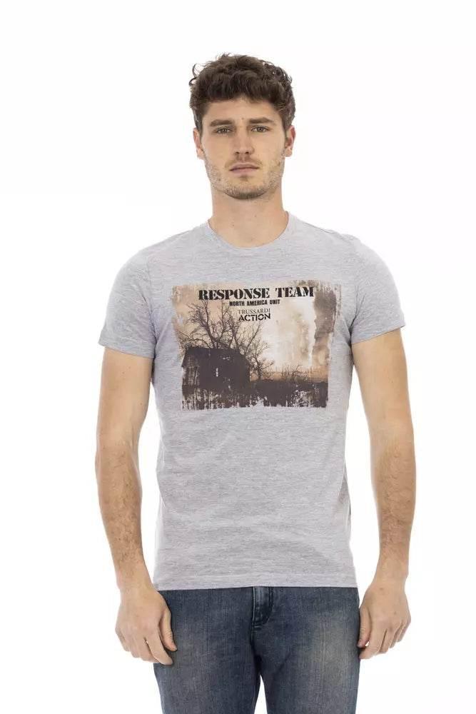 Trussardi Action Gray Cotton Men T-Shirt - Hilstor