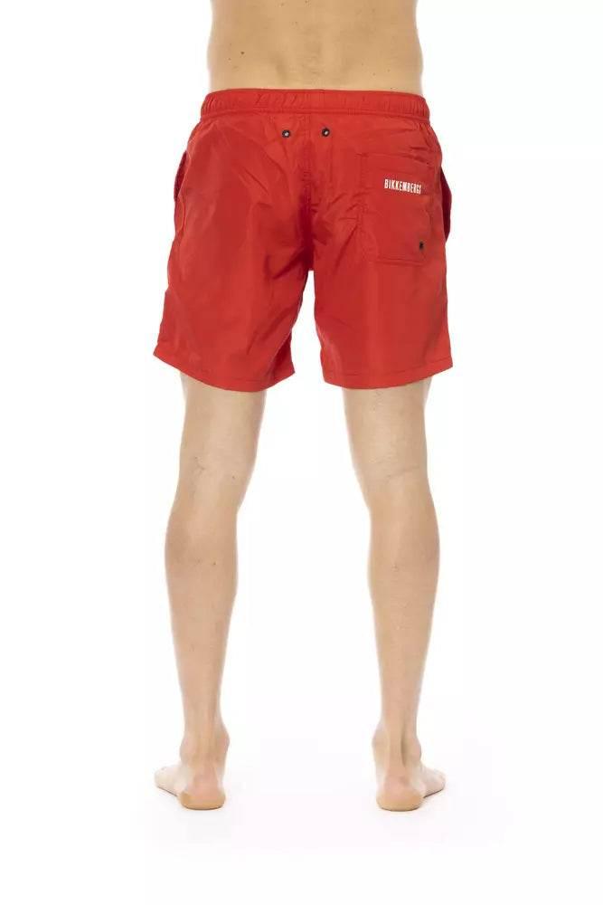 Bikkembergs Red Polyester Men Swim Short - Hilstor