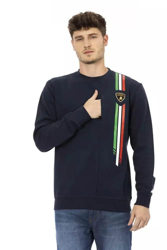 Automobili Lamborghini Blue Cotton Men Sweater - Hilstor