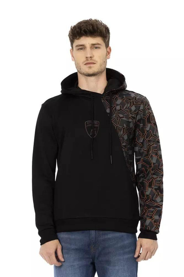 Automobili Lamborghini Black Cotton Men's Hooded Sweater - Hilstor