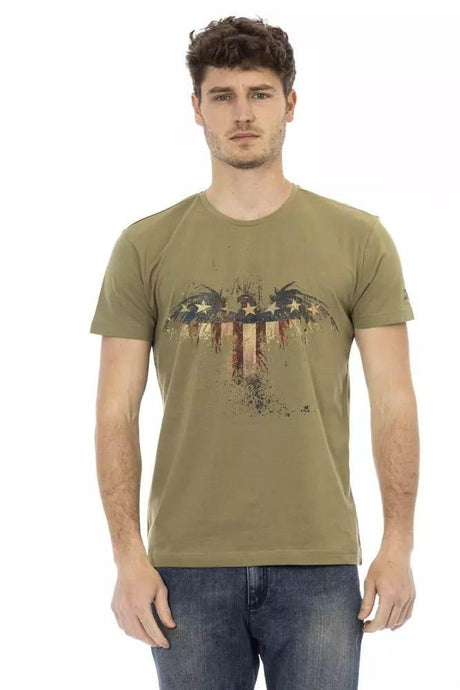 Trussardi Action Green Cotton Men T-Shirt - Hilstor