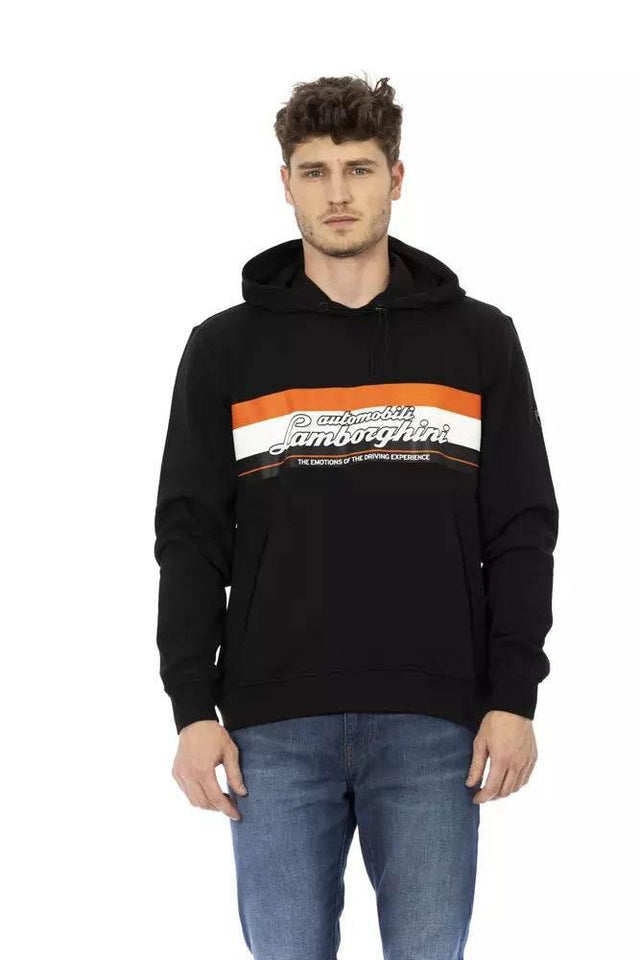 Automobili Lamborghini Black Cotton Men's Hooded Sweater - Hilstor
