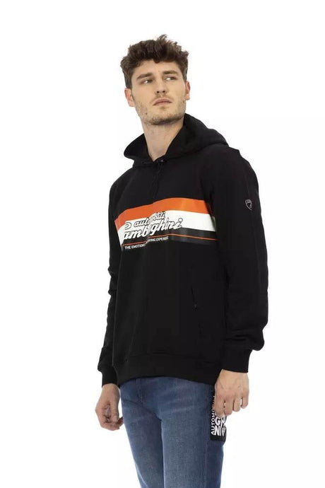 Automobili Lamborghini Black Cotton Men's Hooded Sweater - Hilstor