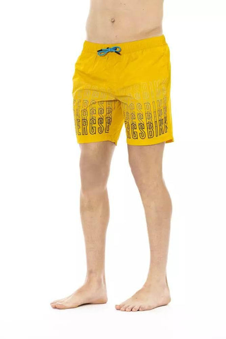 Bikkembergs Yellow Polyester Men Swim Short - Hilstor