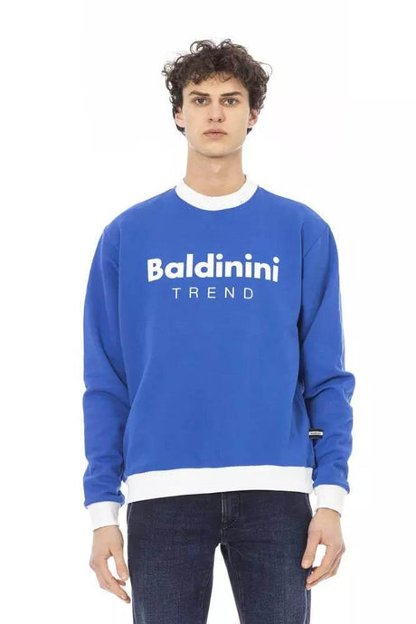 Baldinini Trend Blue Cotton Men Sweater - Hilstor