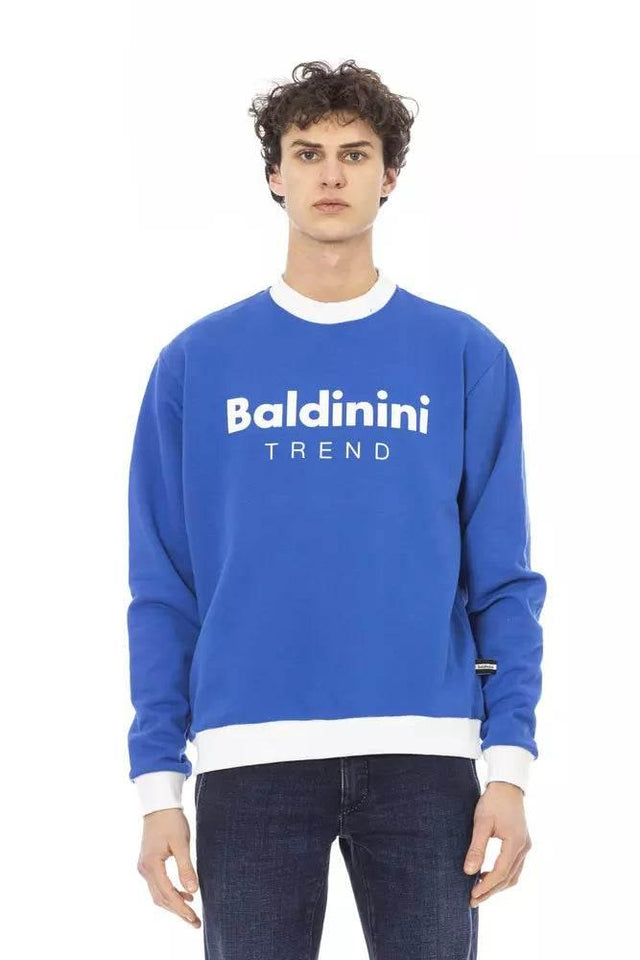 Baldinini Trend Blue Cotton Men Sweater - Hilstor