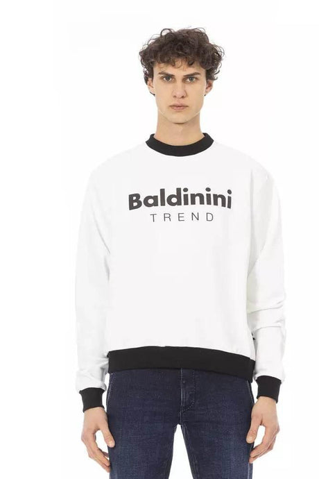 Baldinini Trend White Cotton Men's Hoodie - Hilstor