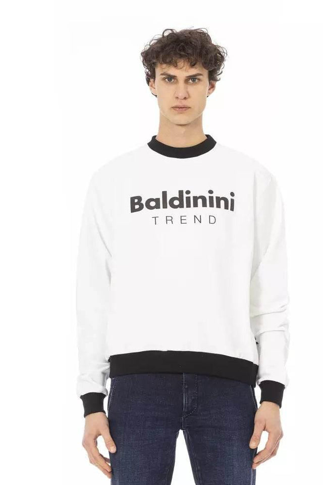 Baldinini Trend White Cotton Men's Hoodie - Hilstor