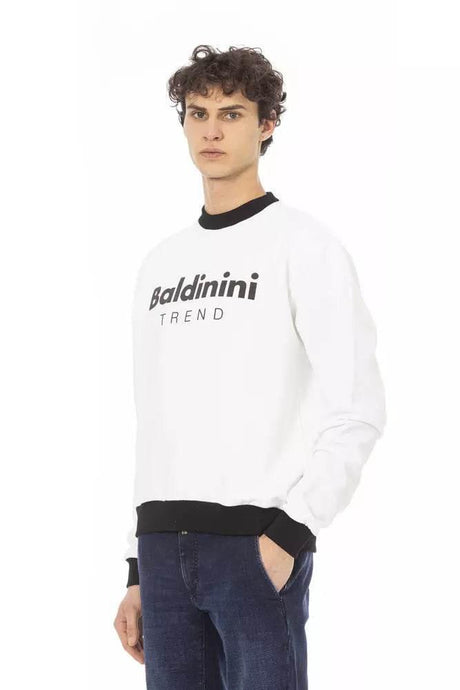Baldinini Trend White Cotton Men's Hoodie - Hilstor