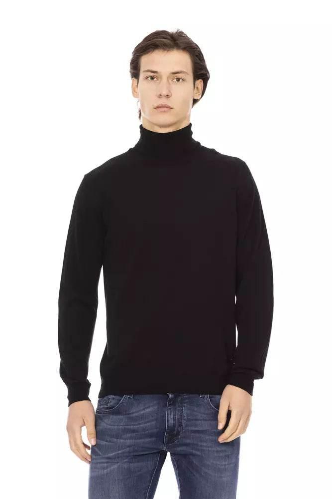 Baldinini Trend Black Fabric Men Sweater with Turtleneck Design - Hilstor