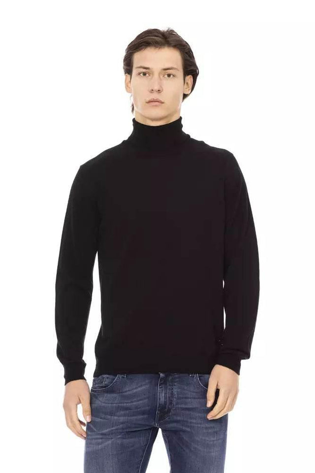 Baldinini Trend Black Fabric Men Sweater with Turtleneck Design - Hilstor