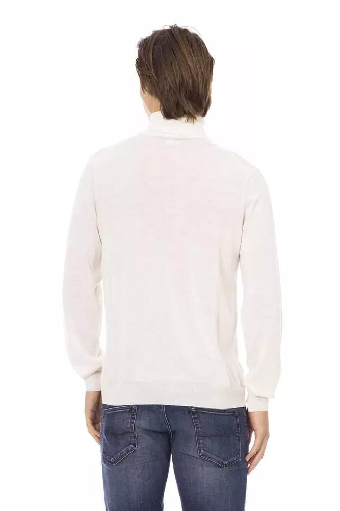 Baldinini Trend White Fabric Men Sweater with Turtleneck Design - Hilstor
