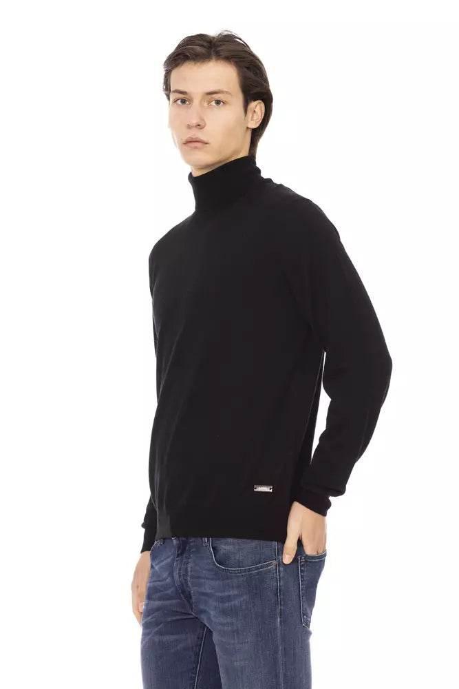 Baldinini Trend Black Fabric Men Sweater with Turtleneck Design - Hilstor